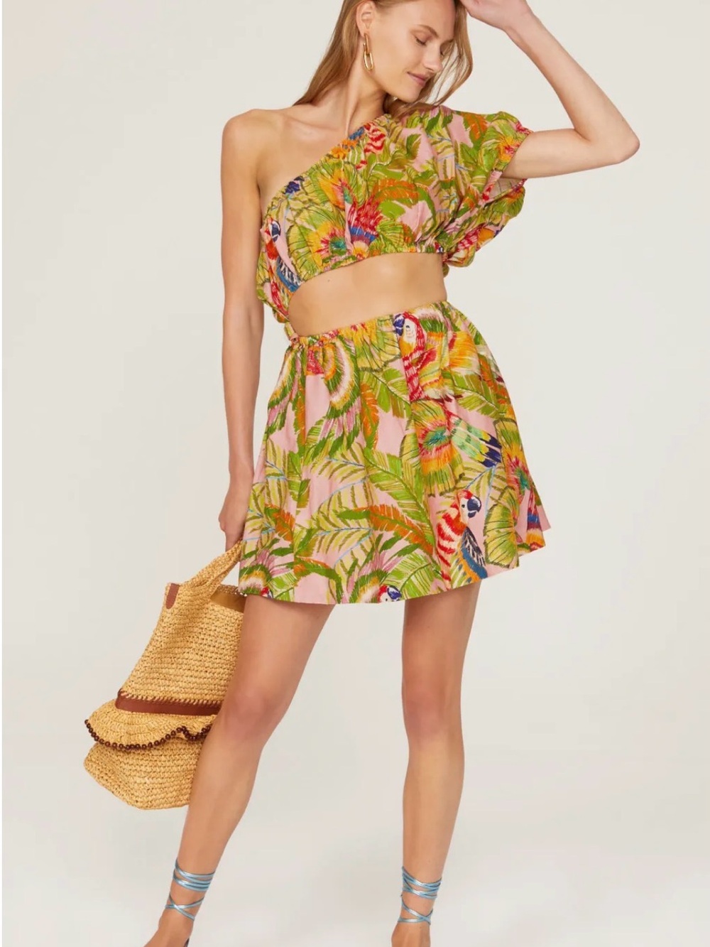 FARM Rio Macaw Leaves Mini Dress
